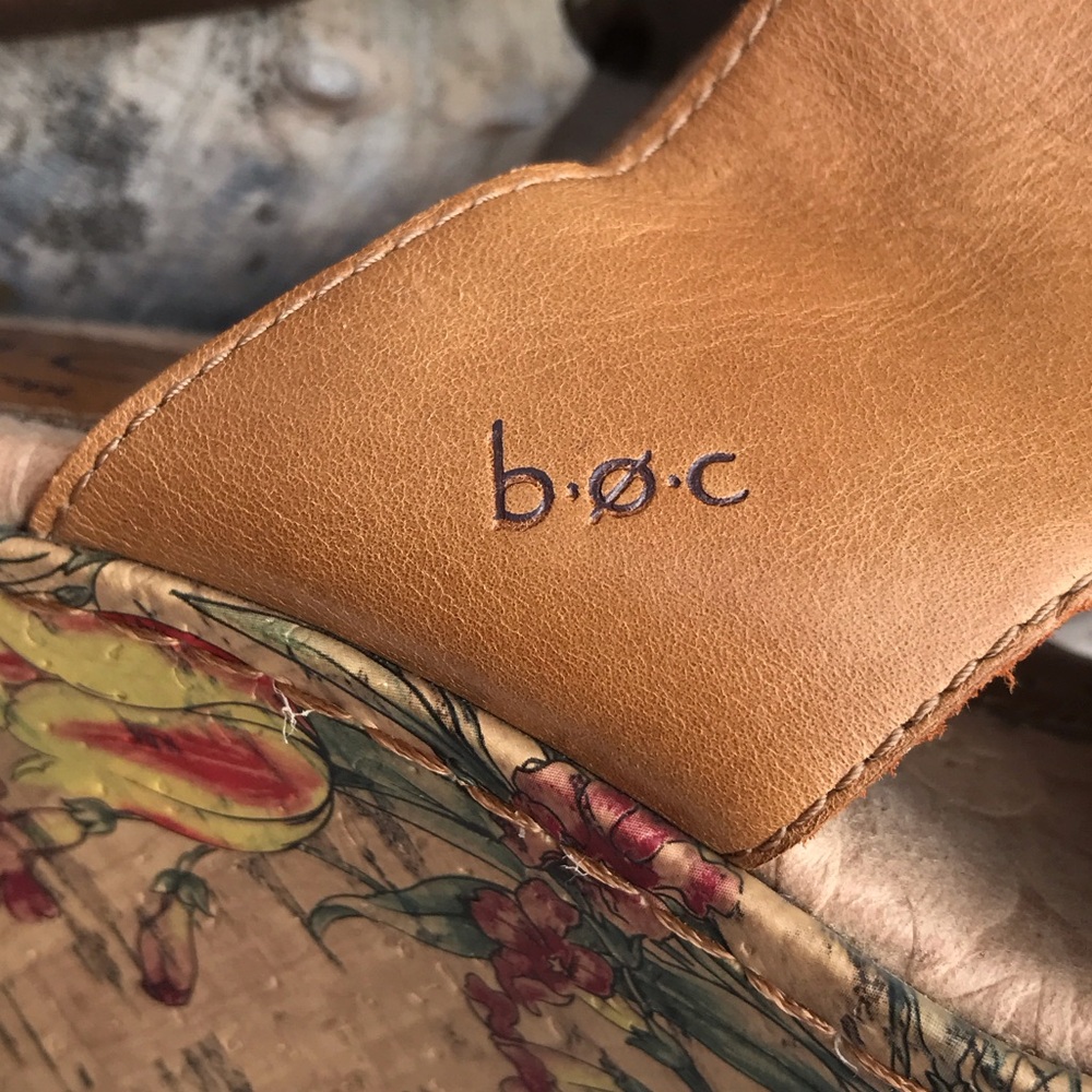 b.o.c. Tan Leather Open-Toe Wedge Mules - Picture 5 of 16